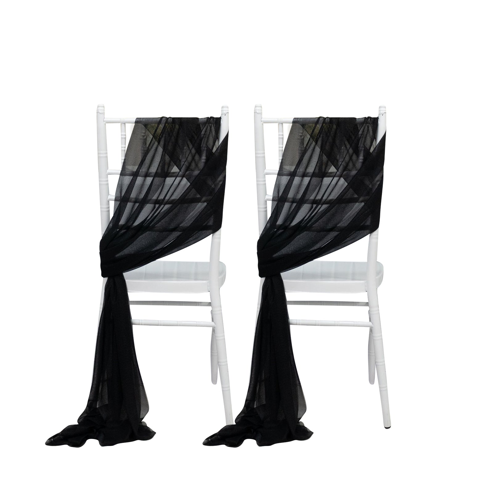 20 - Pack Sheer Chair Drape Decor in Black â€“ 9ft Shimmer Sash, Wrinkle - Free - Bell Racket Store
