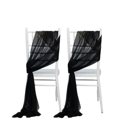 20 - Pack Sheer Chair Drape Decor in Black â€“ 9ft Shimmer Sash, Wrinkle - Free - Bell Racket Store