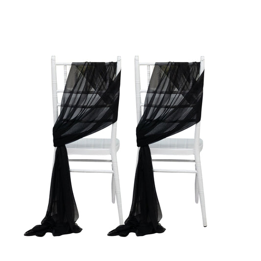 20 - Pack Sheer Chair Drape Decor in Black â€“ 9ft Shimmer Sash, Wrinkle - Free - Bell Racket Store