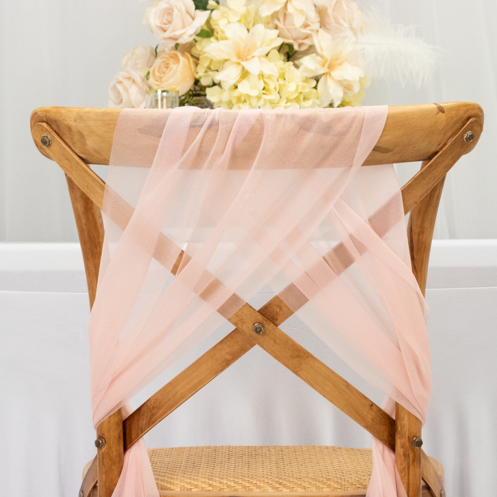 20 - Pack Sheer Chair Drape Decor in Blush â€“ 9ft Shimmer Sash, Wrinkle - Free - Bell Racket Store