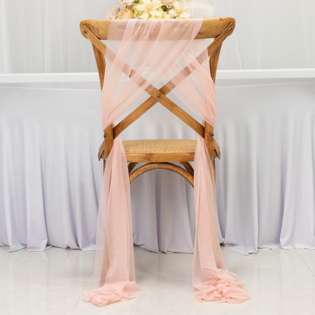 20 - Pack Sheer Chair Drape Decor in Blush â€“ 9ft Shimmer Sash, Wrinkle - Free - Bell Racket Store