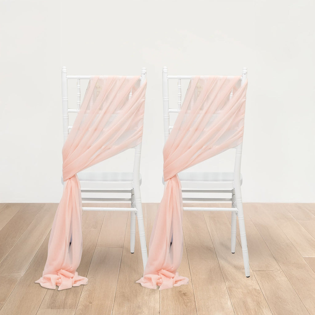 20 - Pack Sheer Chair Drape Decor in Blush â€“ 9ft Shimmer Sash, Wrinkle - Free - Bell Racket Store