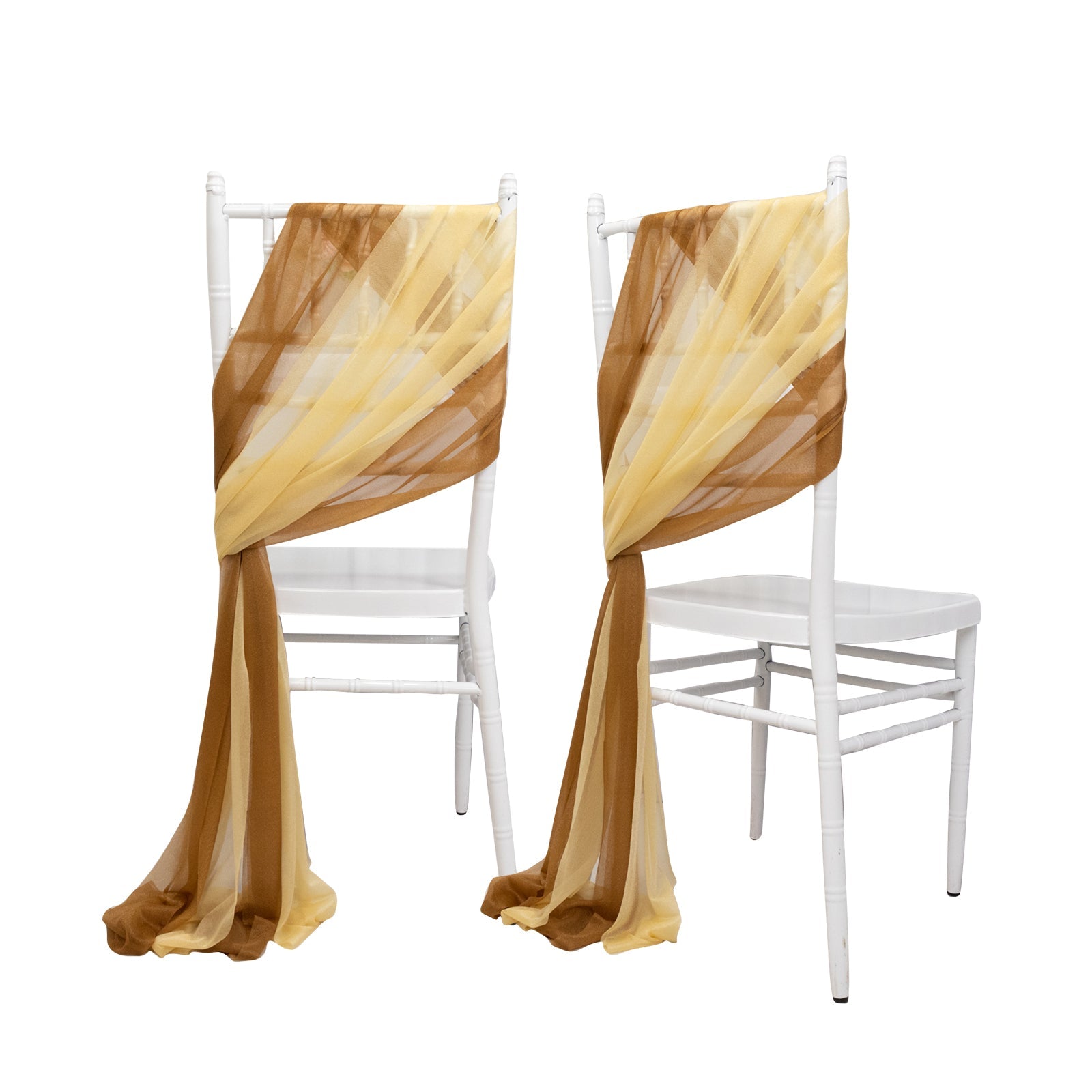 20 - Pack Sheer Chair Drape Decor in Champagne and Gold â€“ 9ft Shimmer Sash, Wrinkle - Free - Bell Racket Store
