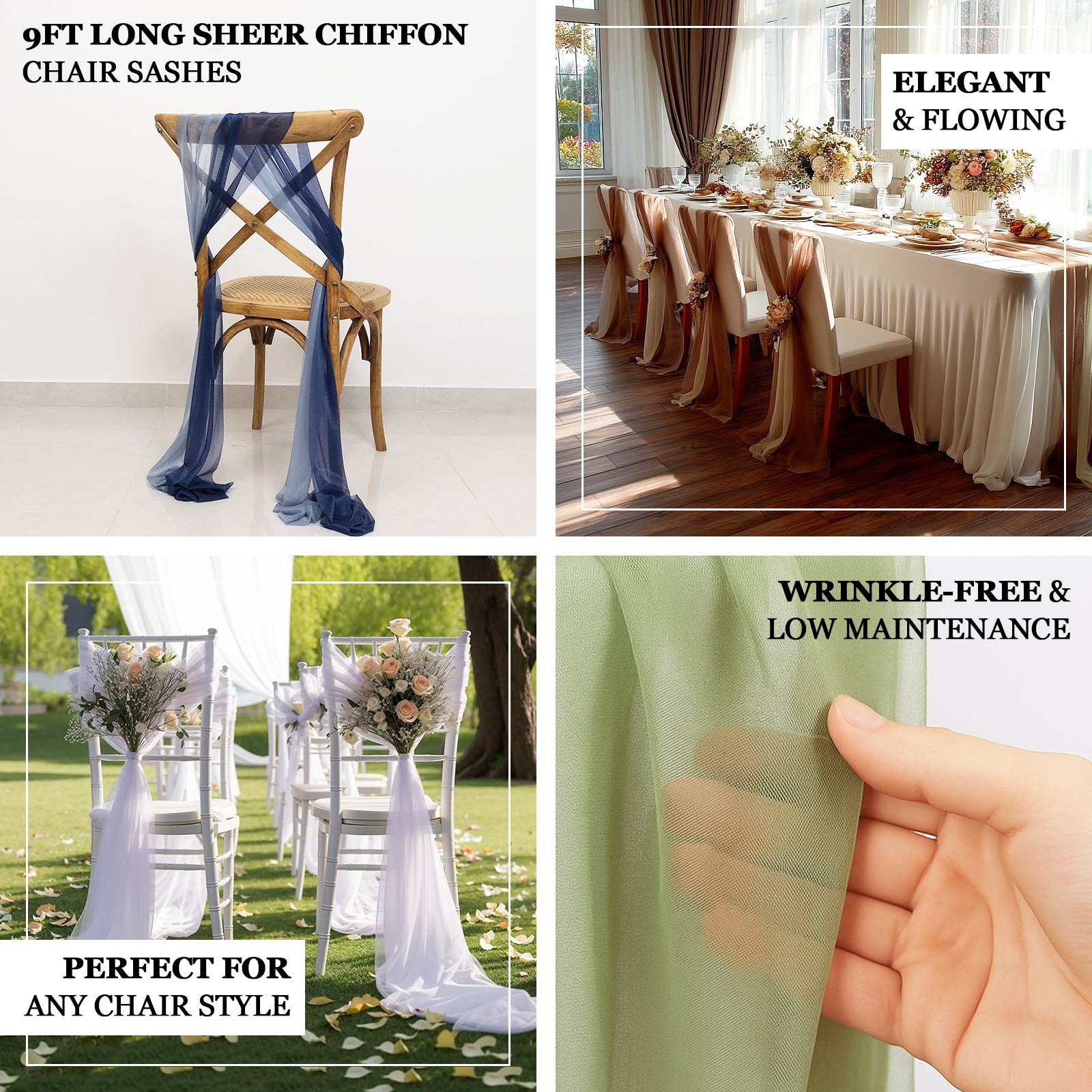 20 - Pack Sheer Chair Drape Decor in Champagne and Gold â€“ 9ft Shimmer Sash, Wrinkle - Free - Bell Racket Store