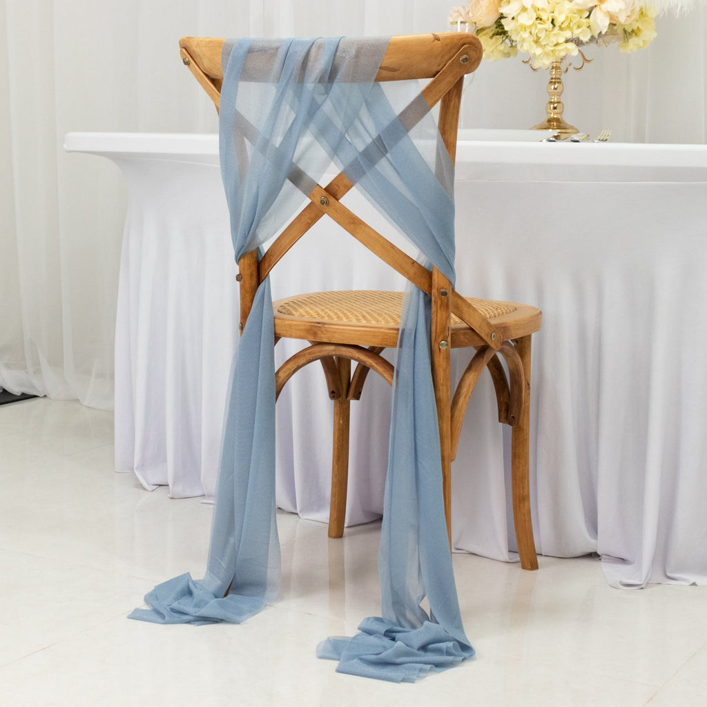 20 - Pack Sheer Chair Drape Decor in Dusty Blue â€“ 9ft Shimmer Sash, Wrinkle - Free - Bell Racket Store