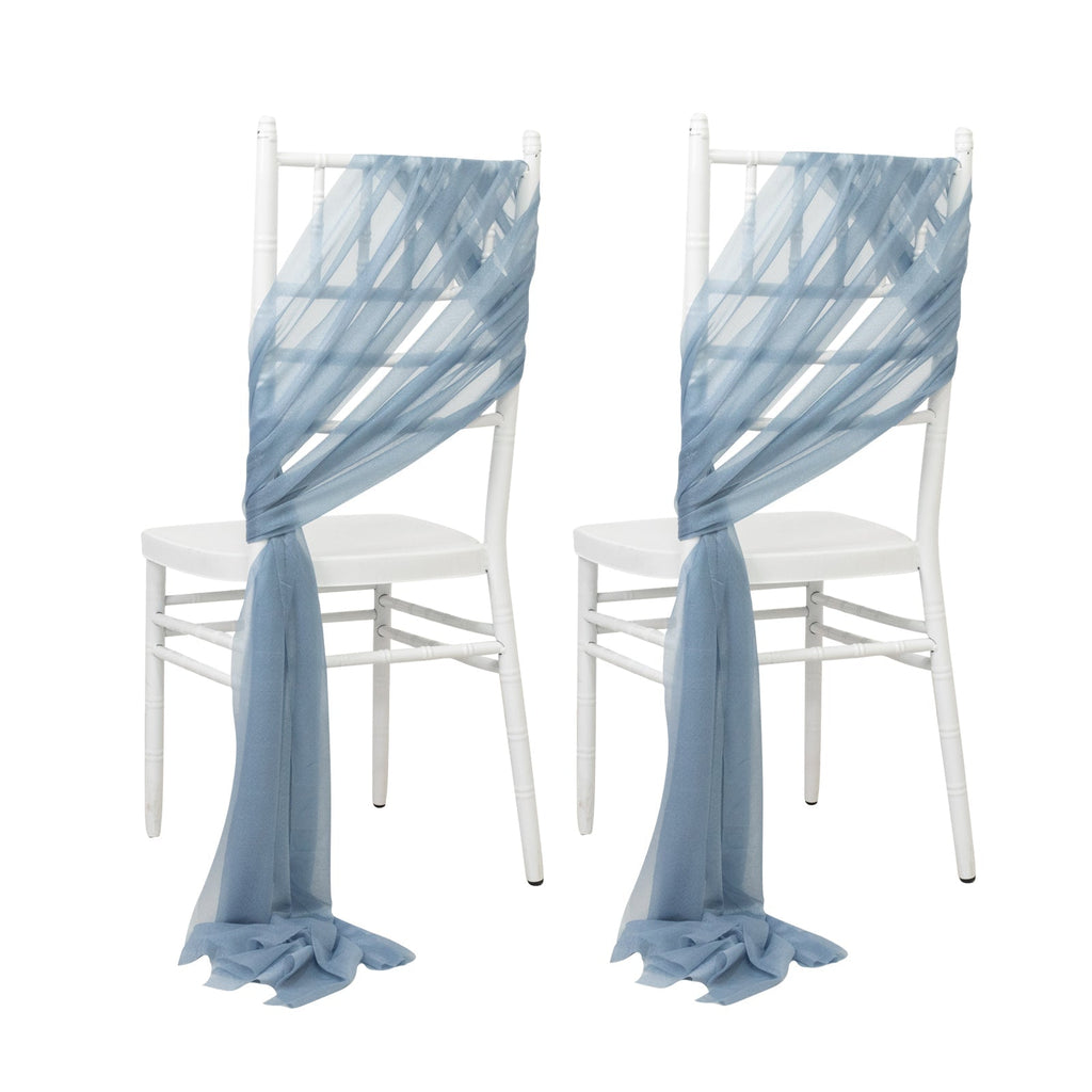 20 - Pack Sheer Chair Drape Decor in Dusty Blue â€“ 9ft Shimmer Sash, Wrinkle - Free - Bell Racket Store