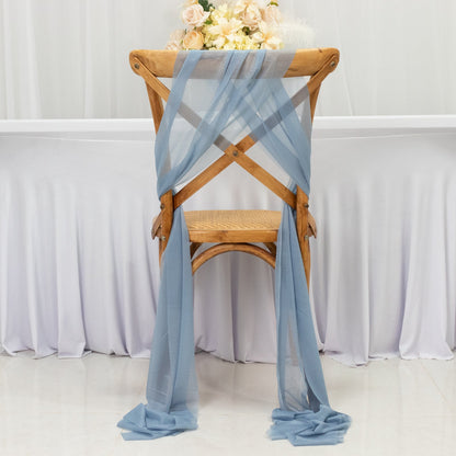 20 - Pack Sheer Chair Drape Decor in Dusty Blue â€“ 9ft Shimmer Sash, Wrinkle - Free - Bell Racket Store