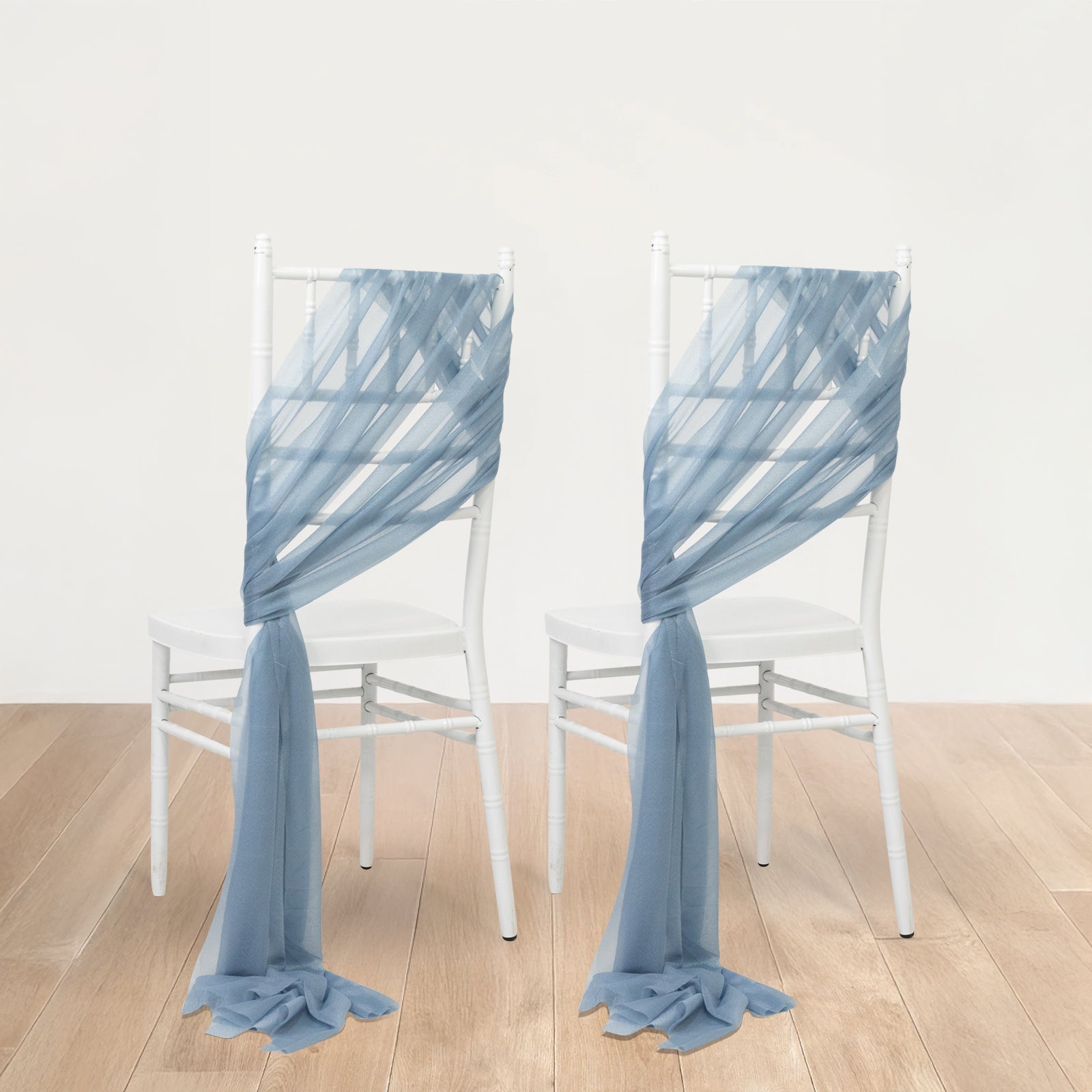 20 - Pack Sheer Chair Drape Decor in Dusty Blue â€“ 9ft Shimmer Sash, Wrinkle - Free - Bell Racket Store