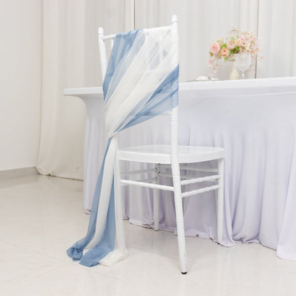 20 - Pack Sheer Chair Drape Decor in Dusty Blue and Ivory â€“ 9ft Shimmer Sash, Wrinkle - Free - Bell Racket Store