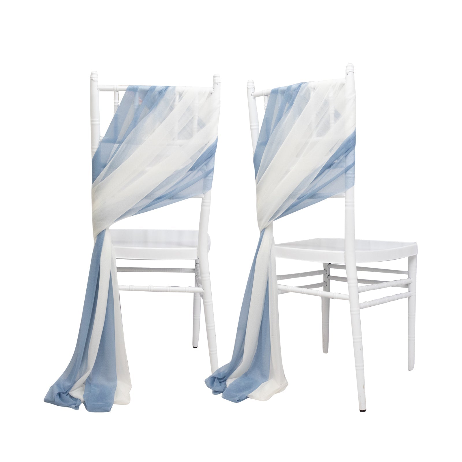 20 - Pack Sheer Chair Drape Decor in Dusty Blue and Ivory â€“ 9ft Shimmer Sash, Wrinkle - Free - Bell Racket Store