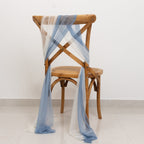 20 - Pack Sheer Chair Drape Decor in Dusty Blue and Ivory â€“ 9ft Shimmer Sash, Wrinkle - Free - Bell Racket Store