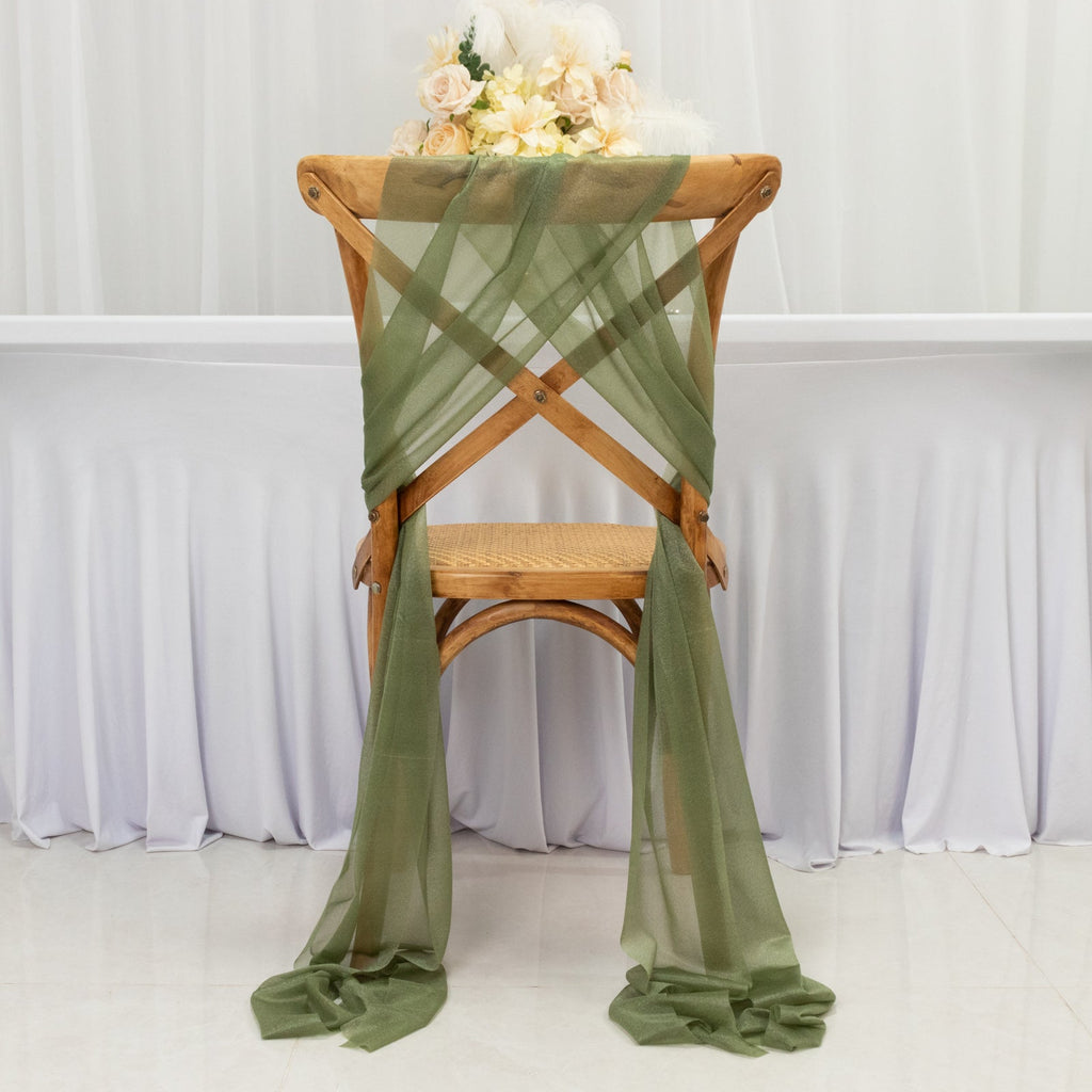 20 - Pack Sheer Chair Drape Decor in Dusty Sage Green â€“ 9ft Shimmer Sash, Wrinkle - Free - Bell Racket Store