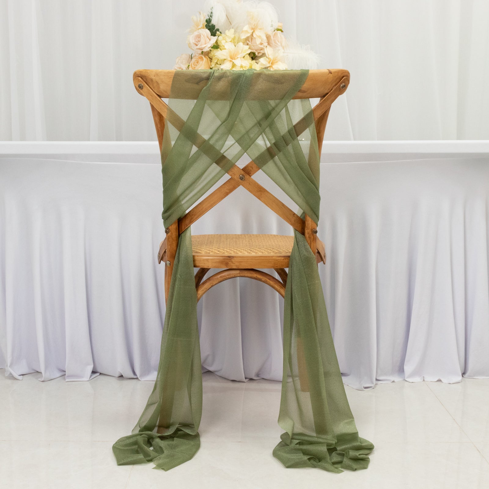20 - Pack Sheer Chair Drape Decor in Dusty Sage Green â€“ 9ft Shimmer Sash, Wrinkle - Free - Bell Racket Store