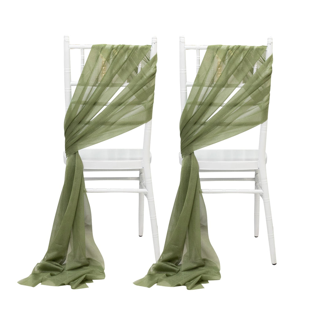 20 - Pack Sheer Chair Drape Decor in Dusty Sage Green â€“ 9ft Shimmer Sash, Wrinkle - Free - Bell Racket Store