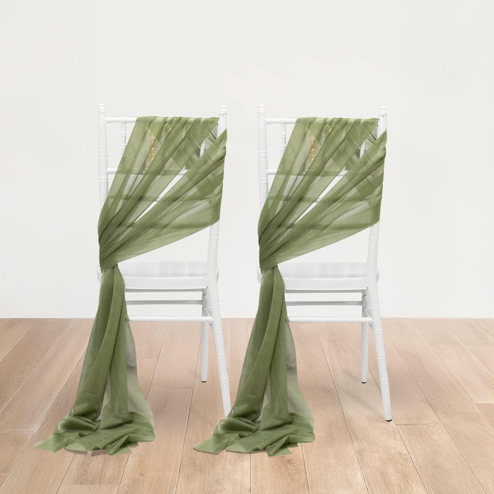 20 - Pack Sheer Chair Drape Decor in Dusty Sage Green â€“ 9ft Shimmer Sash, Wrinkle - Free - Bell Racket Store