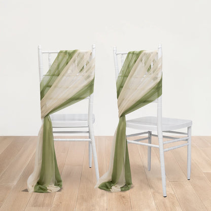 20 - Pack Sheer Chair Drape Decor in Dusty Sage Green and Beige â€“ 9ft Shimmer Sash, Wrinkle - Free - Bell Racket Store