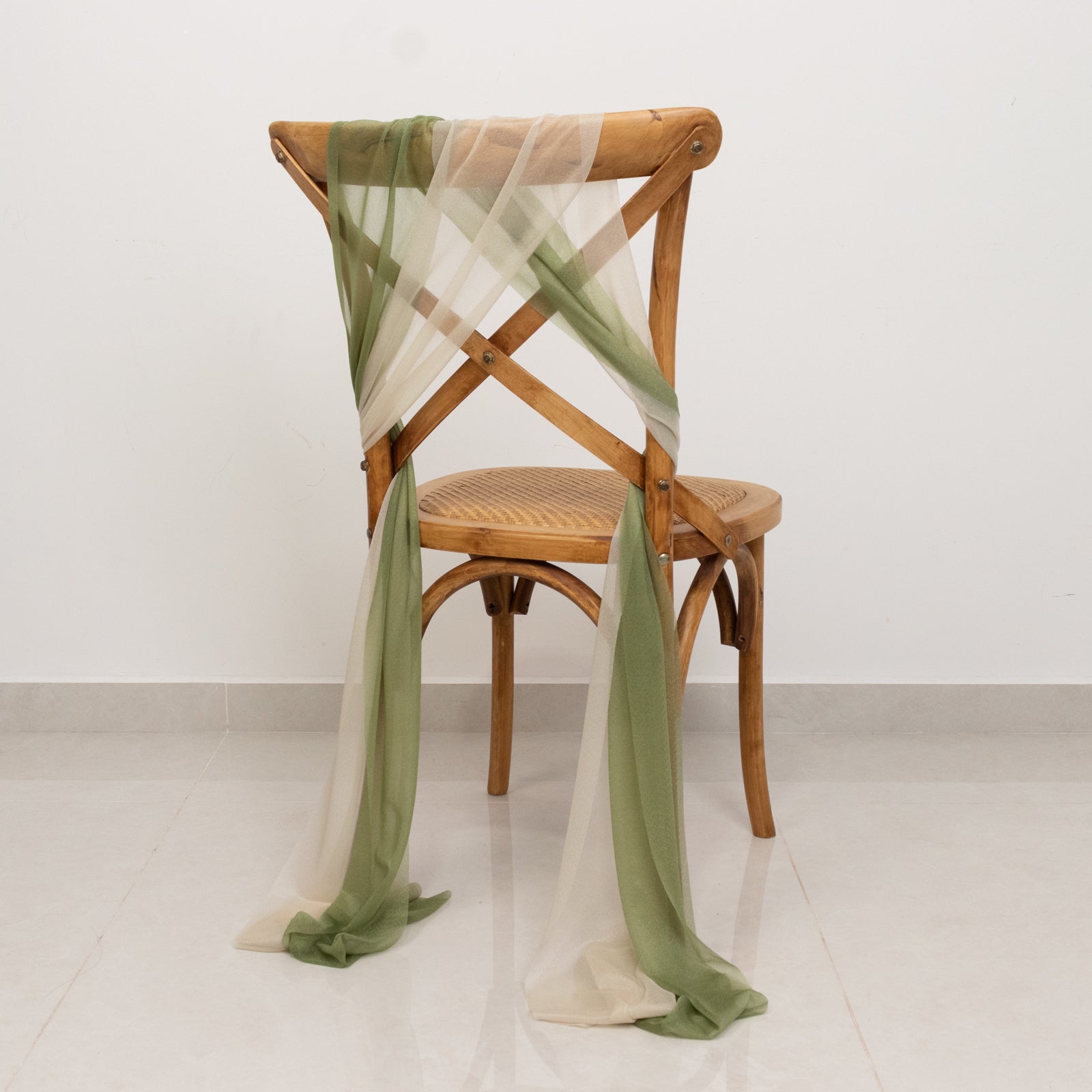 20 - Pack Sheer Chair Drape Decor in Dusty Sage Green and Beige â€“ 9ft Shimmer Sash, Wrinkle - Free - Bell Racket Store