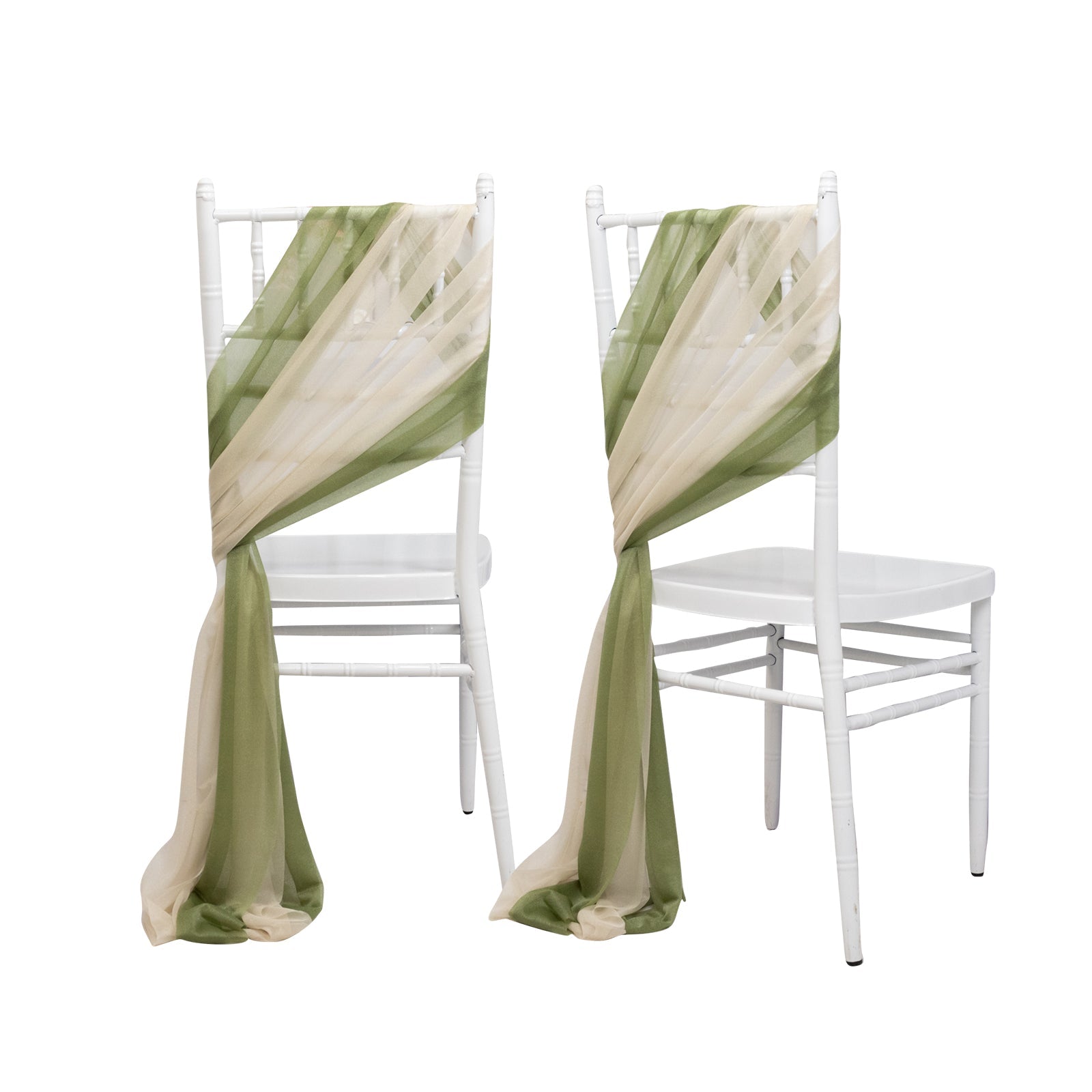 20 - Pack Sheer Chair Drape Decor in Dusty Sage Green and Beige â€“ 9ft Shimmer Sash, Wrinkle - Free - Bell Racket Store