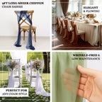 20 - Pack Sheer Chair Drape Decor in Dusty Sage Green and Beige â€“ 9ft Shimmer Sash, Wrinkle - Free - Bell Racket Store