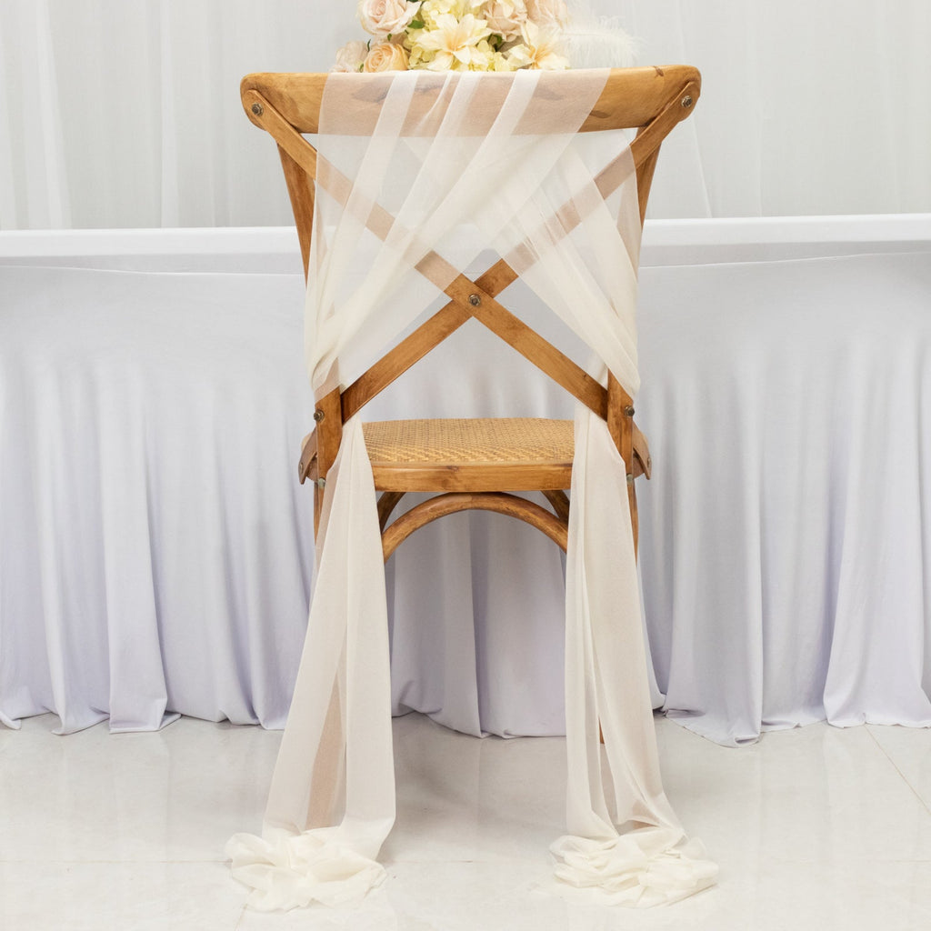 20 - Pack Sheer Chair Drape Decor in Ivory â€“ 9ft Shimmer Sash, Wrinkle - Free - Bell Racket Store