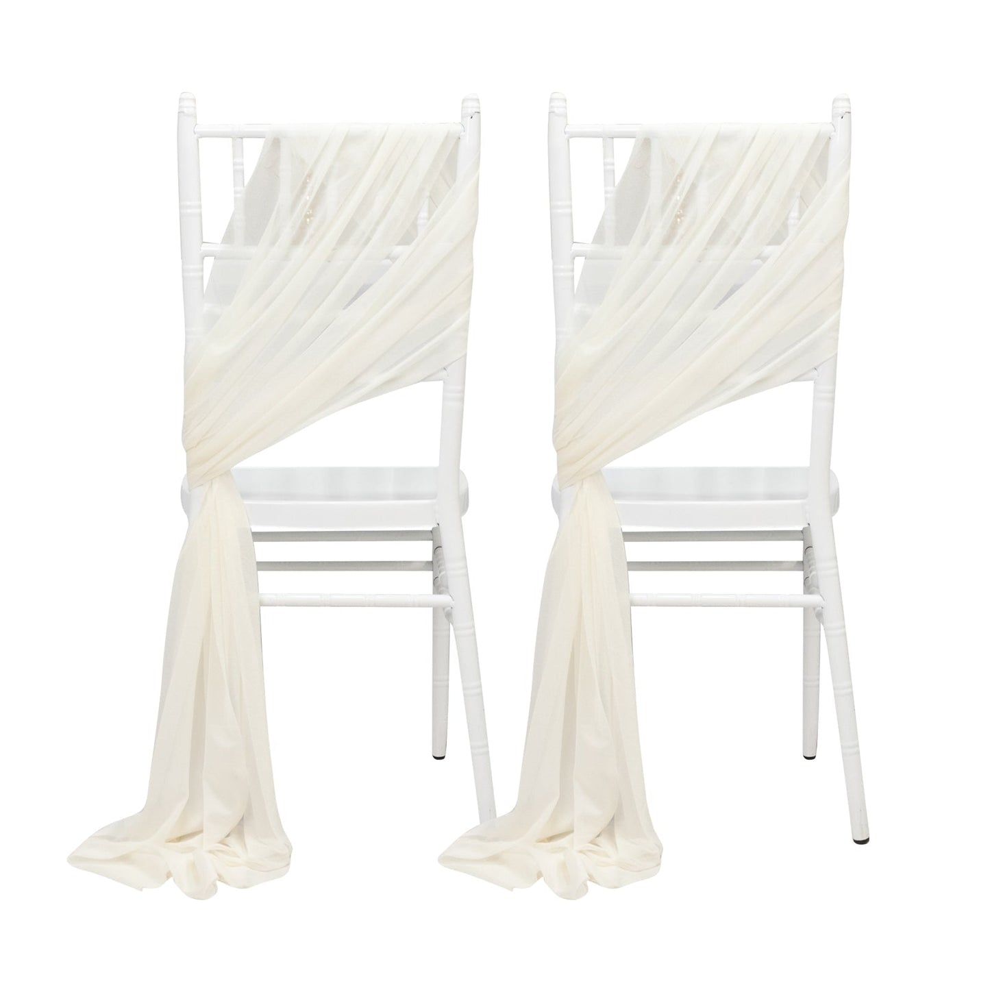 20 - Pack Sheer Chair Drape Decor in Ivory â€“ 9ft Shimmer Sash, Wrinkle - Free - Bell Racket Store