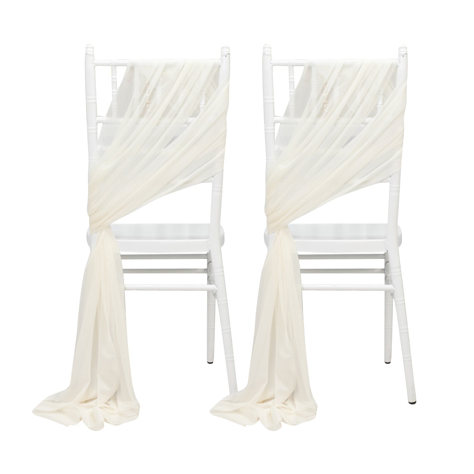 20 - Pack Sheer Chair Drape Decor in Ivory â€“ 9ft Shimmer Sash, Wrinkle - Free - Bell Racket Store