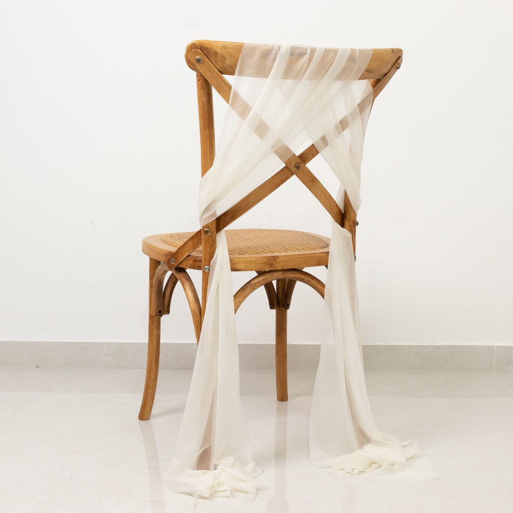 20 - Pack Sheer Chair Drape Decor in Ivory â€“ 9ft Shimmer Sash, Wrinkle - Free - Bell Racket Store