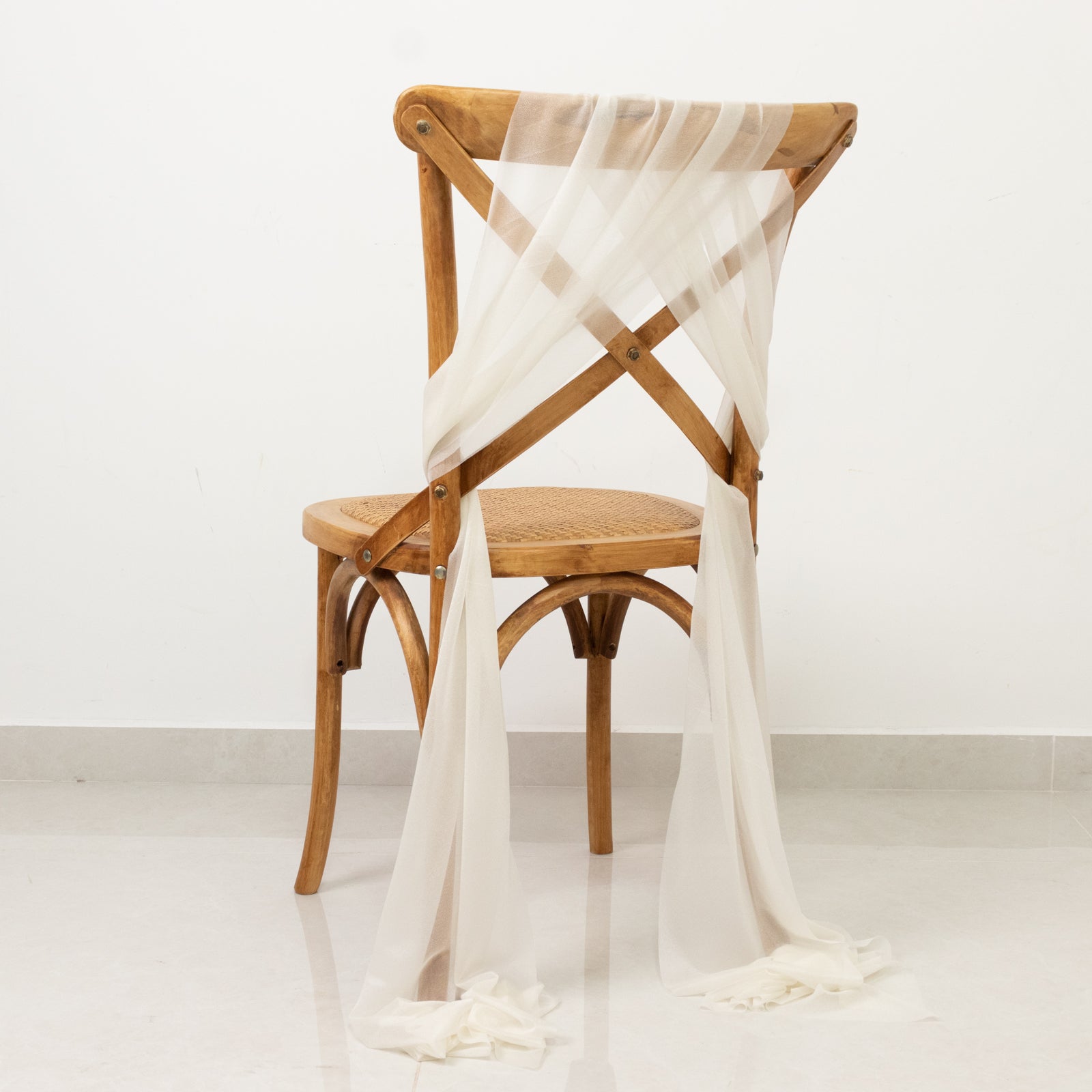 20 - Pack Sheer Chair Drape Decor in Ivory â€“ 9ft Shimmer Sash, Wrinkle - Free - Bell Racket Store