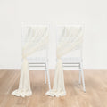 20 - Pack Sheer Chair Drape Decor in Ivory â€“ 9ft Shimmer Sash, Wrinkle - Free - Bell Racket Store