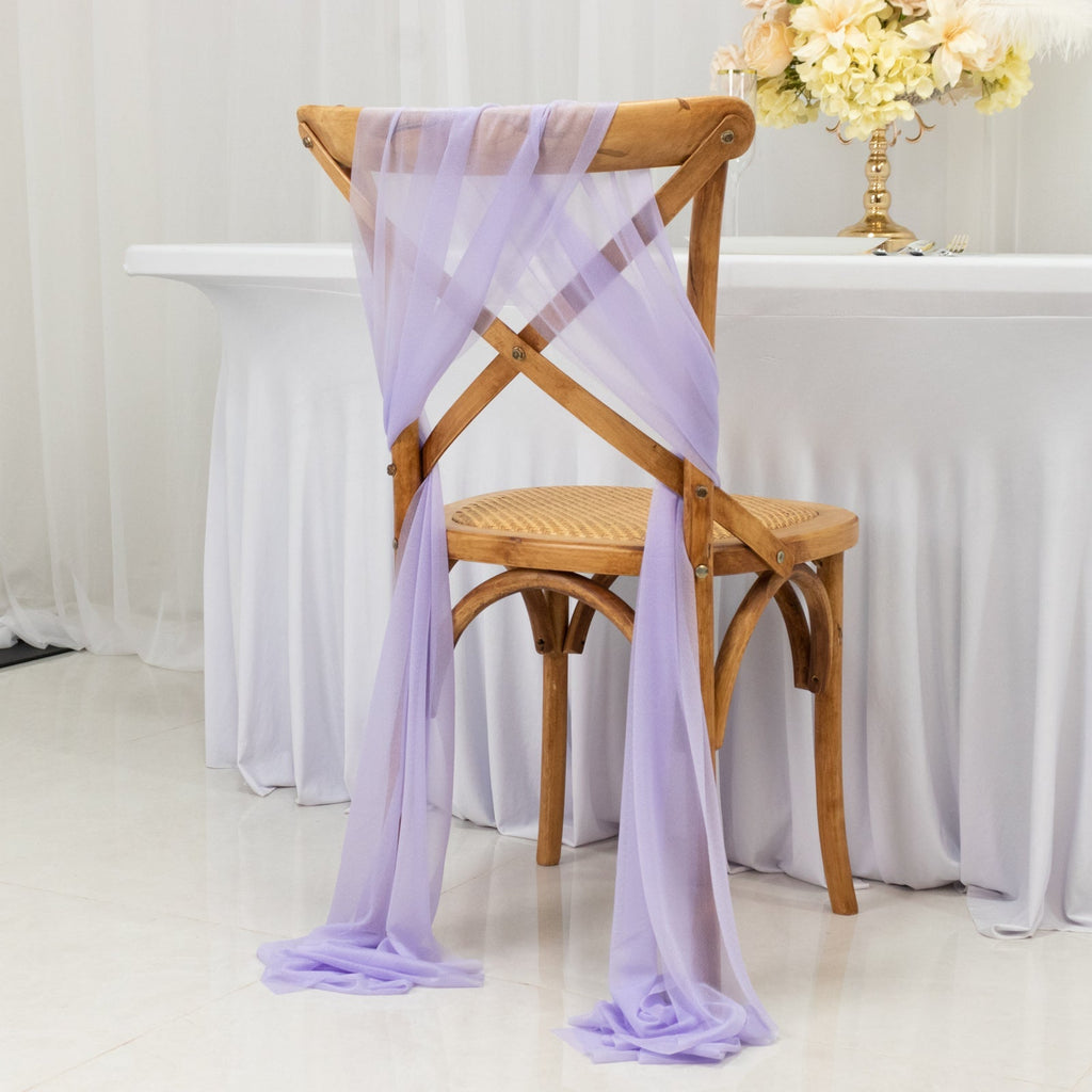 20 - Pack Sheer Chair Drape Decor in Lavender Lilac â€“ 9ft Shimmer Sash, Wrinkle - Free - Bell Racket Store