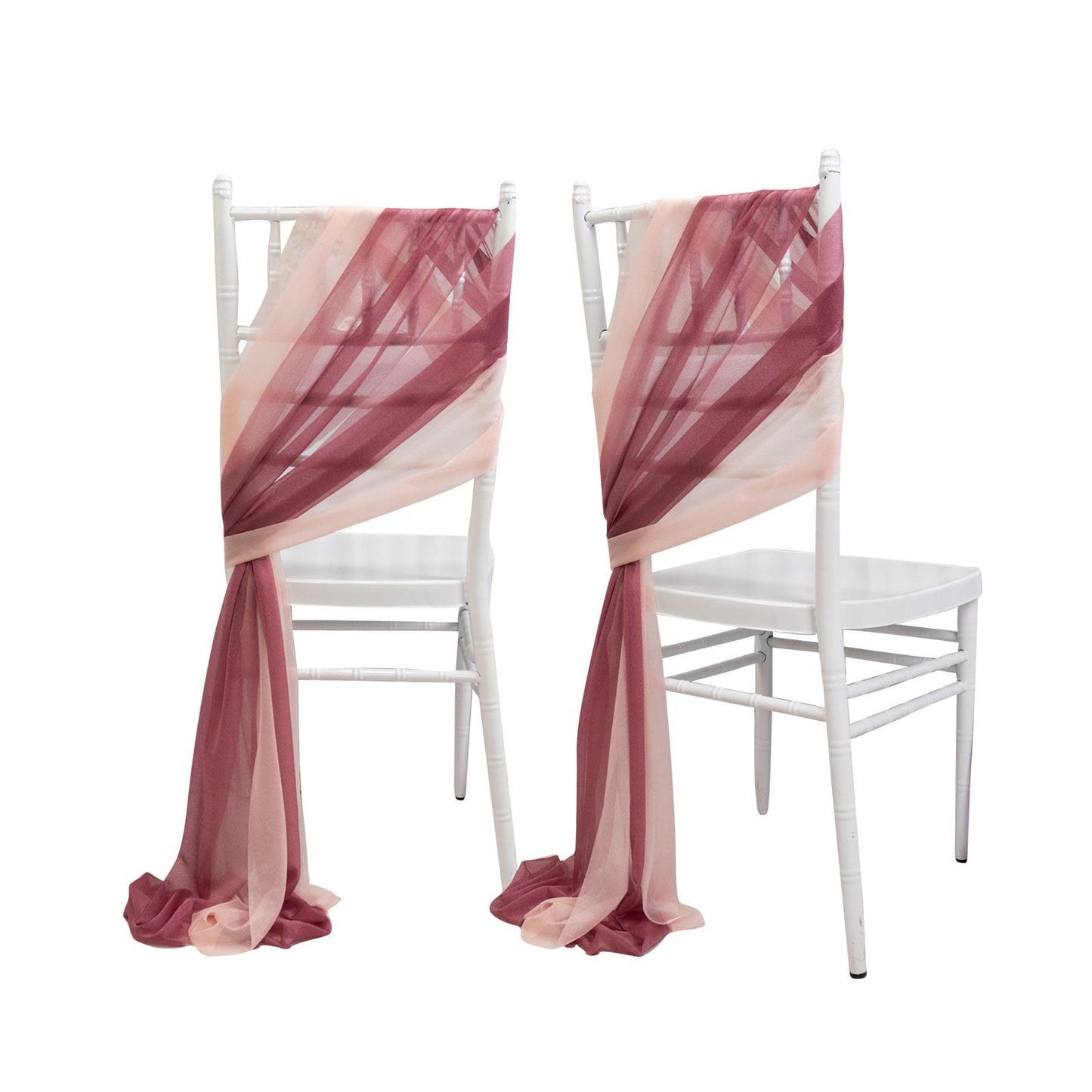 20 - Pack Sheer Chair Drape Decor in Mauve and Blush â€“ 9ft Shimmer Sash, Wrinkle - Free - Bell Racket Store