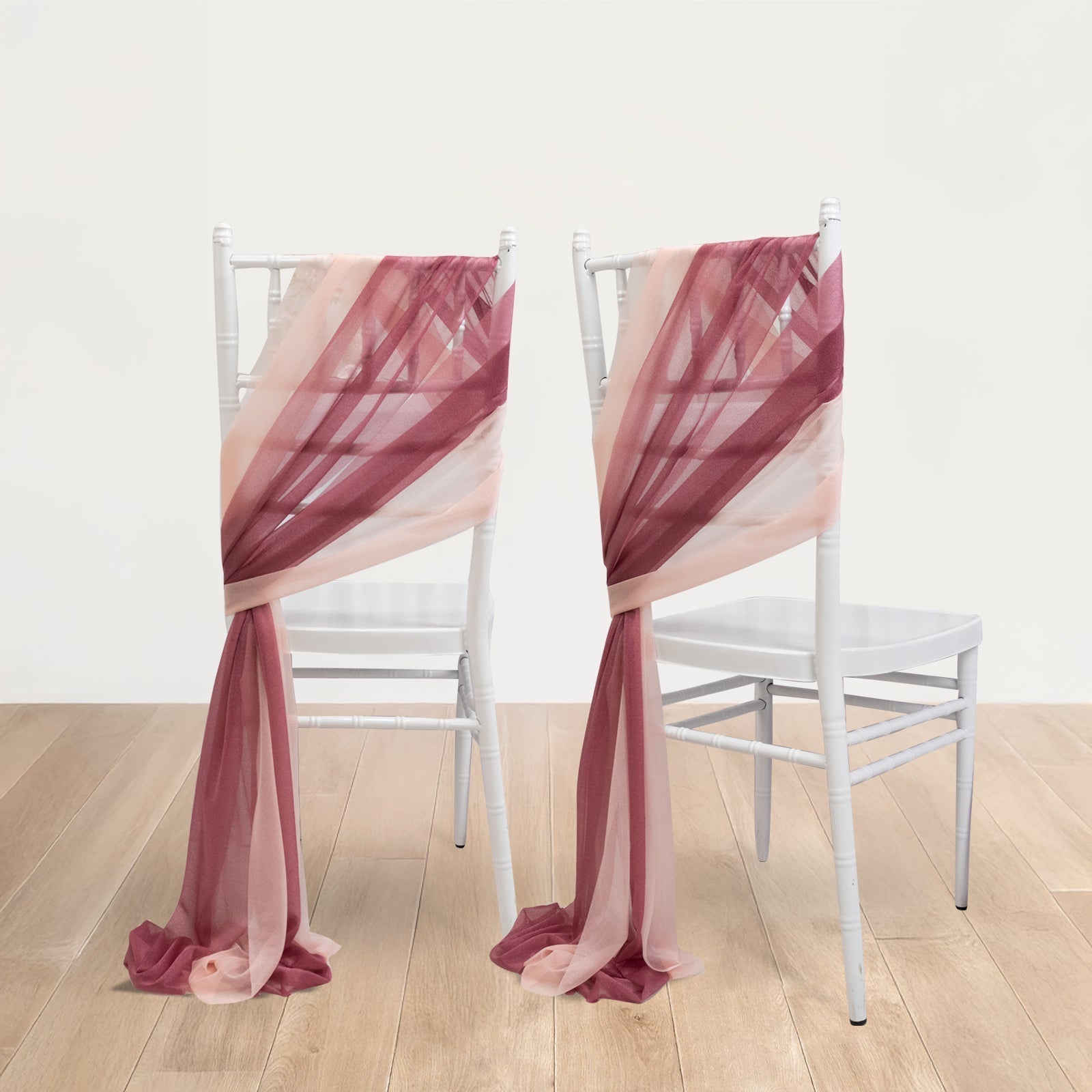 20 - Pack Sheer Chair Drape Decor in Mauve and Blush â€“ 9ft Shimmer Sash, Wrinkle - Free - Bell Racket Store