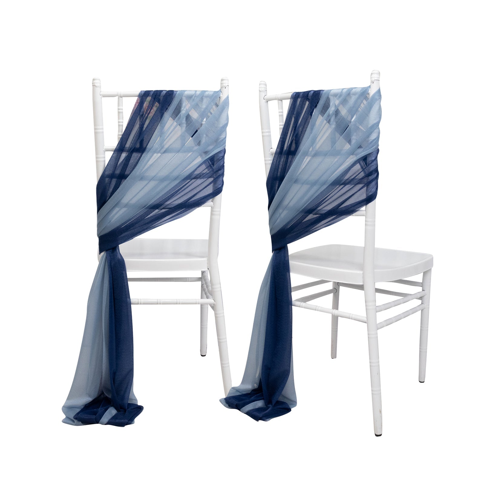 20 - Pack Sheer Chair Drape Decor in Navy Blue and Dusty Blue â€“ 9ft Shimmer Sash, Wrinkle - Free - Bell Racket Store