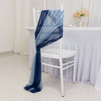 20 - Pack Sheer Chair Drape Decor in Navy Blue and Dusty Blue â€“ 9ft Shimmer Sash, Wrinkle - Free - Bell Racket Store