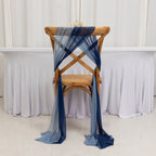 20 - Pack Sheer Chair Drape Decor in Navy Blue and Dusty Blue â€“ 9ft Shimmer Sash, Wrinkle - Free - Bell Racket Store