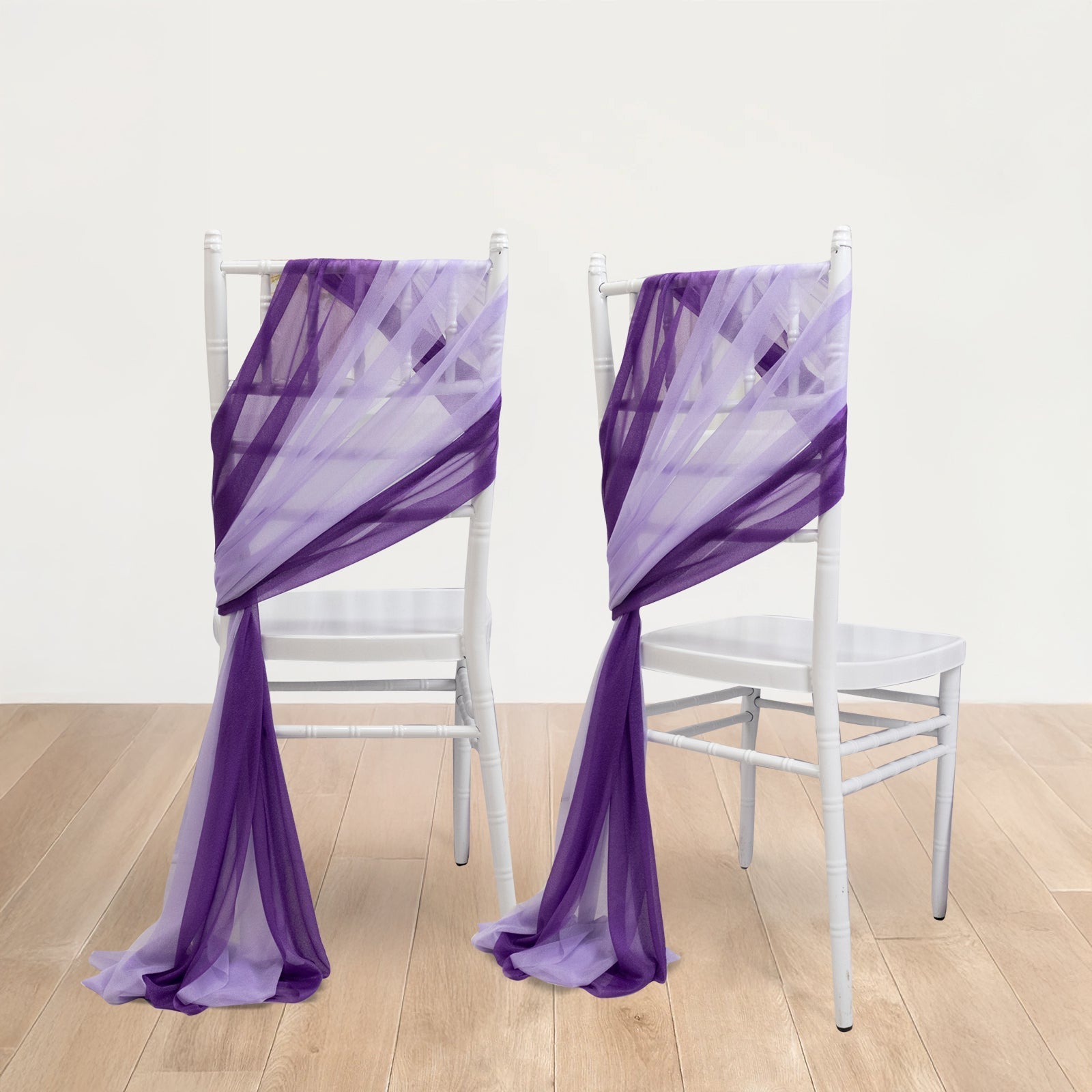 20 - Pack Sheer Chair Drape Decor in Purple and Lavender Lilac â€“ 9ft Shimmer Sash, Wrinkle - Free - Bell Racket Store