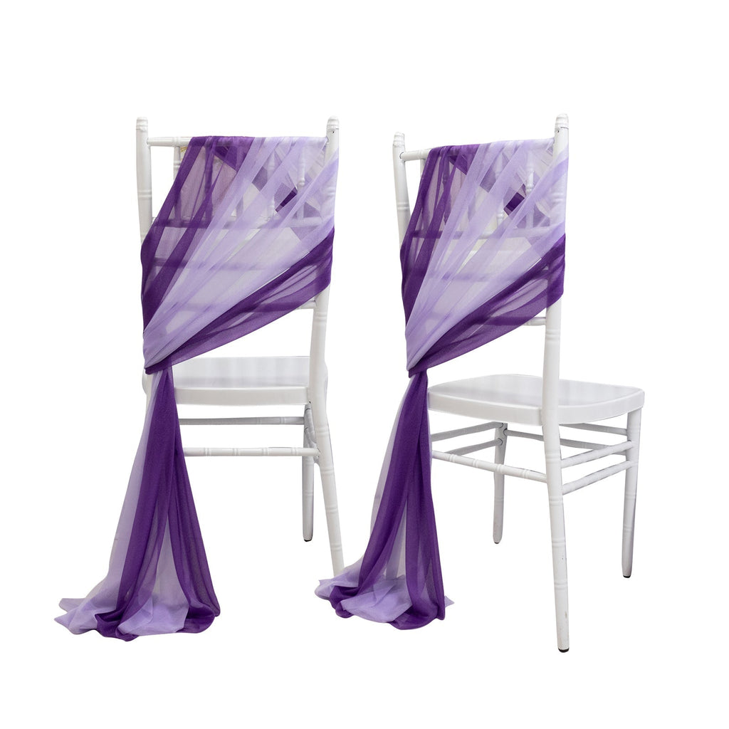 20 - Pack Sheer Chair Drape Decor in Purple and Lavender Lilac â€“ 9ft Shimmer Sash, Wrinkle - Free - Bell Racket Store