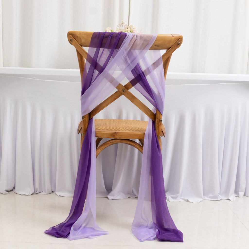 20 - Pack Sheer Chair Drape Decor in Purple and Lavender Lilac â€“ 9ft Shimmer Sash, Wrinkle - Free - Bell Racket Store