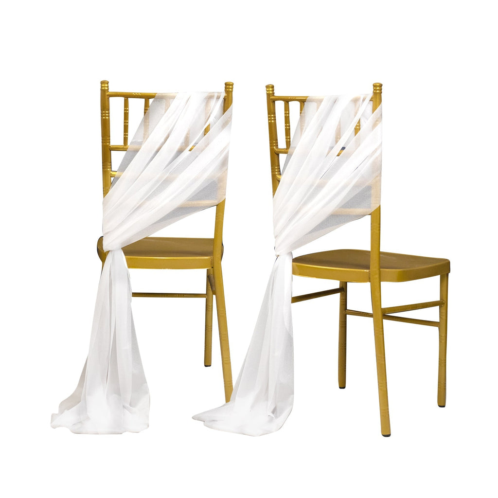 20 - Pack Sheer Chair Drape Decor in White â€“ 9ft Shimmer Sash, Wrinkle - Free - Bell Racket Store