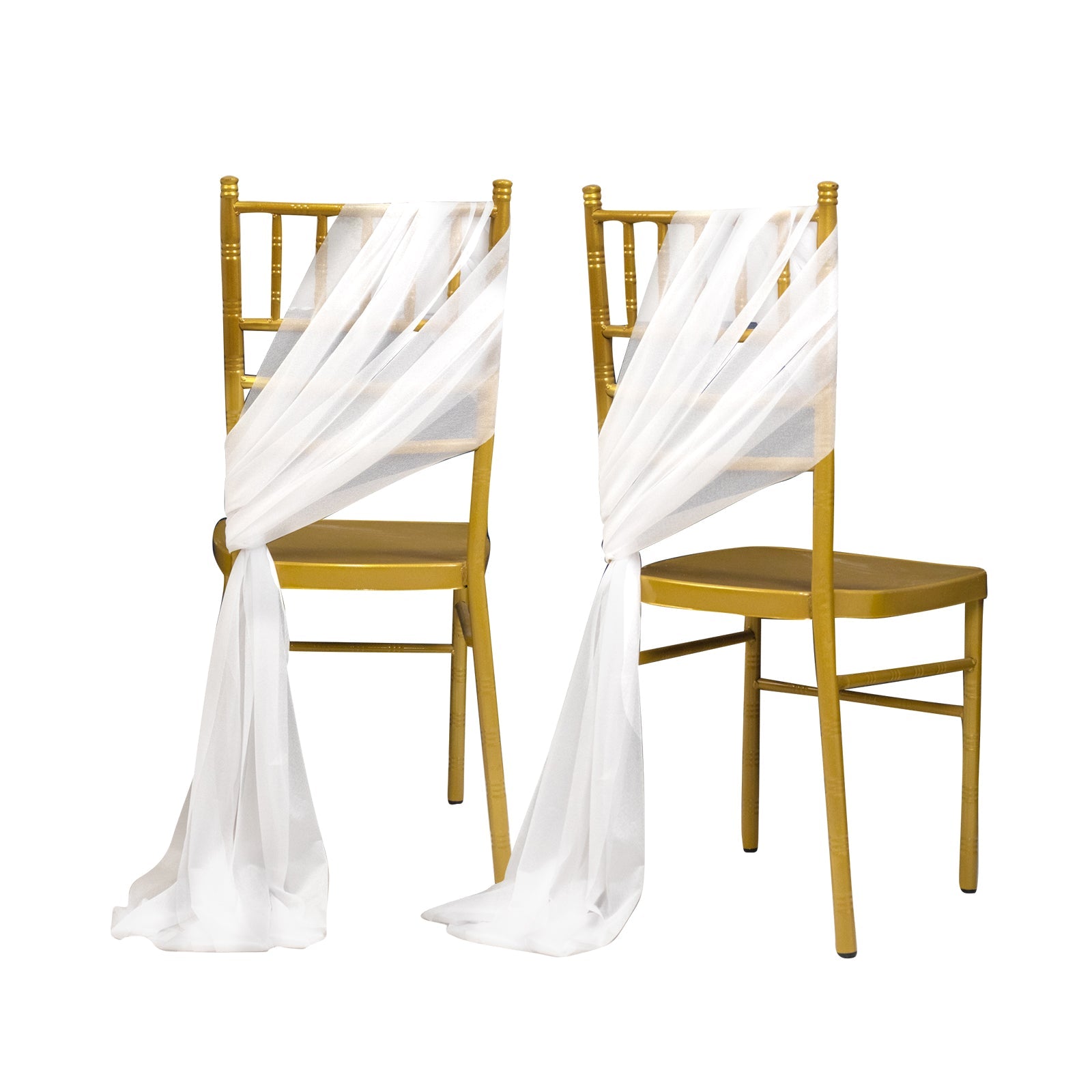 20 - Pack Sheer Chair Drape Decor in White â€“ 9ft Shimmer Sash, Wrinkle - Free - Bell Racket Store