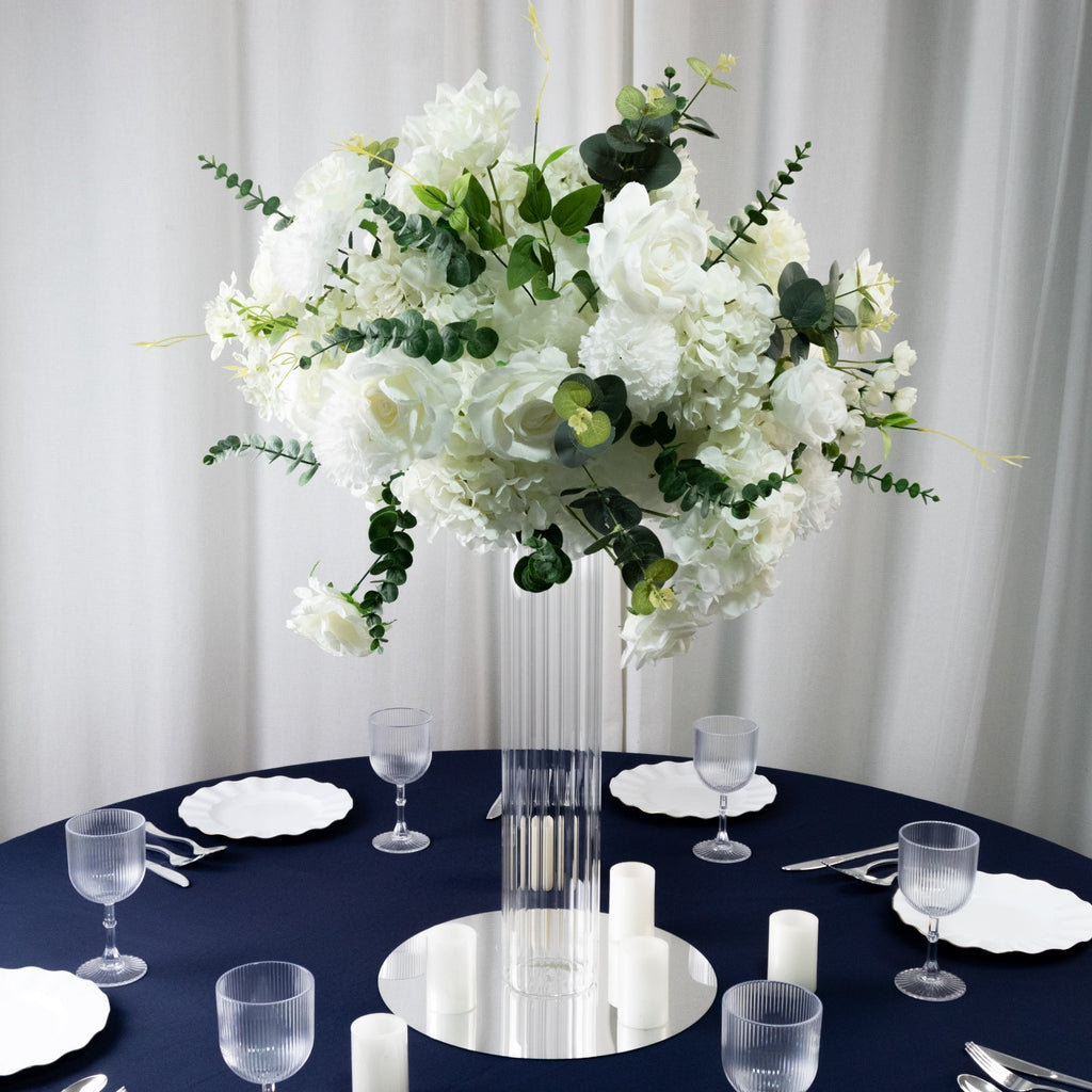 20" Ribbed Cylinder Glass Vases 6 - Pack â€“ Tall Clear Vases for Pampas Grass, Fresh Flowers & Elegant Event Decor - Bell Racket Store