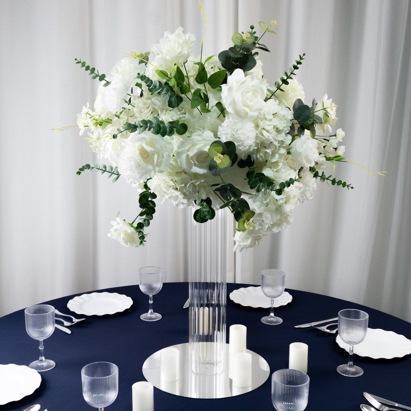 20" Ribbed Cylinder Glass Vases 6 - Pack â€“ Tall Clear Vases for Pampas Grass, Fresh Flowers & Elegant Event Decor - Bell Racket Store