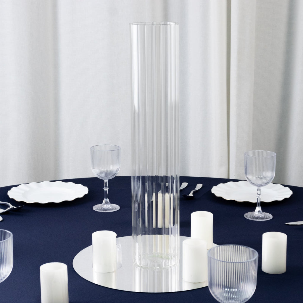 20" Ribbed Cylinder Glass Vases 6 - Pack â€“ Tall Clear Vases for Pampas Grass, Fresh Flowers & Elegant Event Decor - Bell Racket Store