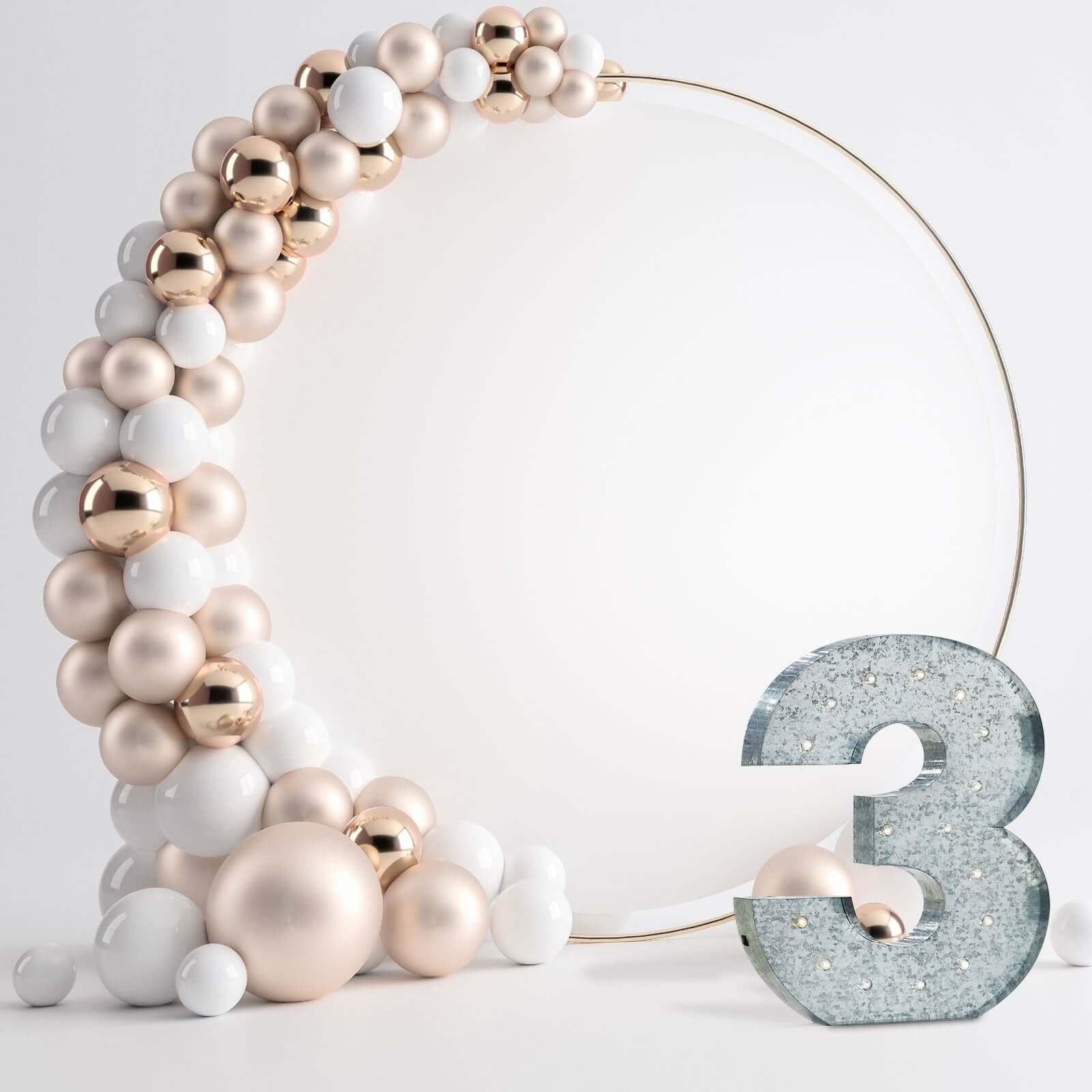 20" Vintage Galvanized Metal Marquee Number Light Cordless With 16 Warm White LED - 3