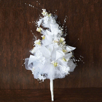 20" White Artificial Lily and Tulip Wedding Bridal Bouquet Flowers - NestOCart