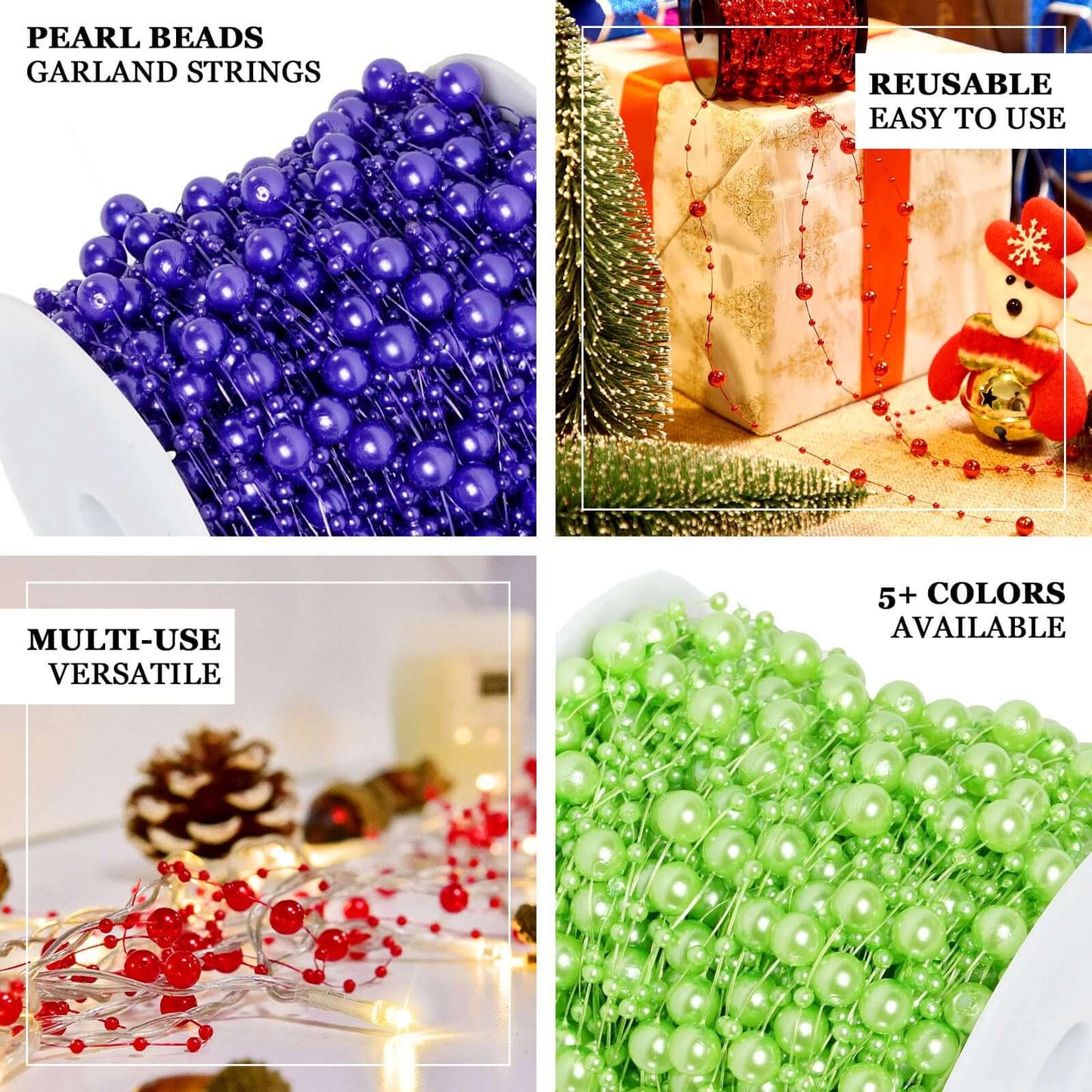 20.5 Yards 9mm 3mm Glossy Tea Green Faux Craft Pearl String Beads - NestOCart