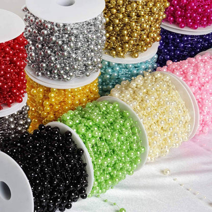 20.5 Yards 9mm 3mm Glossy Tea Green Faux Craft Pearl String Beads - NestOCart