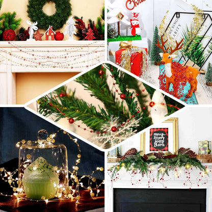 20.5 Yards 9mm 3mm Glossy Tea Green Faux Craft Pearl String Beads - NestOCart