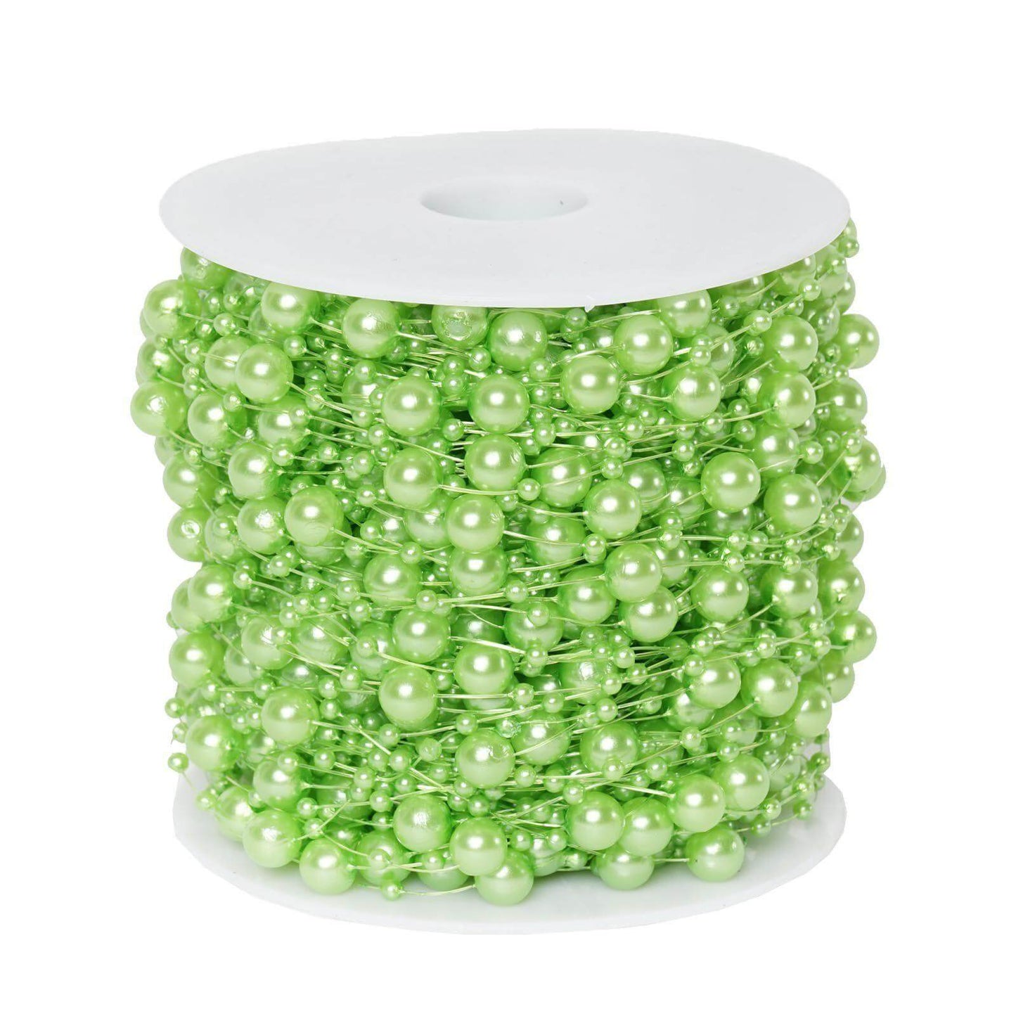 20.5 Yards 9mm 3mm Glossy Tea Green Faux Craft Pearl String Beads - NestOCart