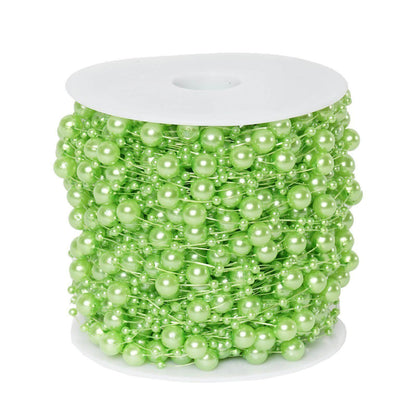 20.5 Yards 9mm 3mm Glossy Tea Green Faux Craft Pearl String Beads - NestOCart